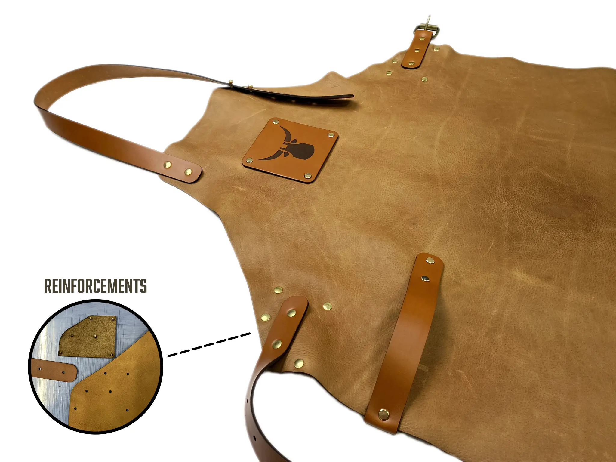 coutures durables sur un tablier en cuir d'exception