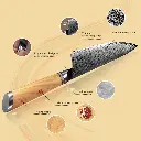 Couteau de Chef – Acier damassé 67 couches avec noyau AUS-10 – Manche élégant en bois d’olivier – Tranchant rasoir, dureté 60±2 HRC – Design ergonomique et haut de gamme