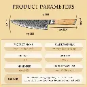 Couteau de Chef – Acier damassé 67 couches avec noyau AUS-10 – Manche élégant en bois d’olivier – Tranchant rasoir, dureté 60±2 HRC – Design ergonomique et haut de gamme