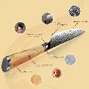 Couteau Utilitaire – Acier damassé 67 couches avec noyau AUS-10 – Manche élégant en bois d’olivier – Tranchant rasoir, dureté 60±2 HRC – Design ergonomique et haut de gamme