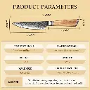 Couteau Utilitaire – Acier damassé 67 couches avec noyau AUS-10 – Manche élégant en bois d’olivier – Tranchant rasoir, dureté 60±2 HRC – Design ergonomique et haut de gamme