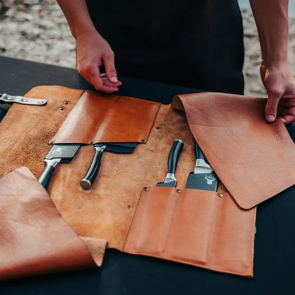 Leather Knife Roll for 3 Knives