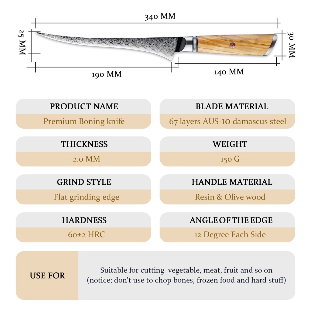Damascus Boning knife