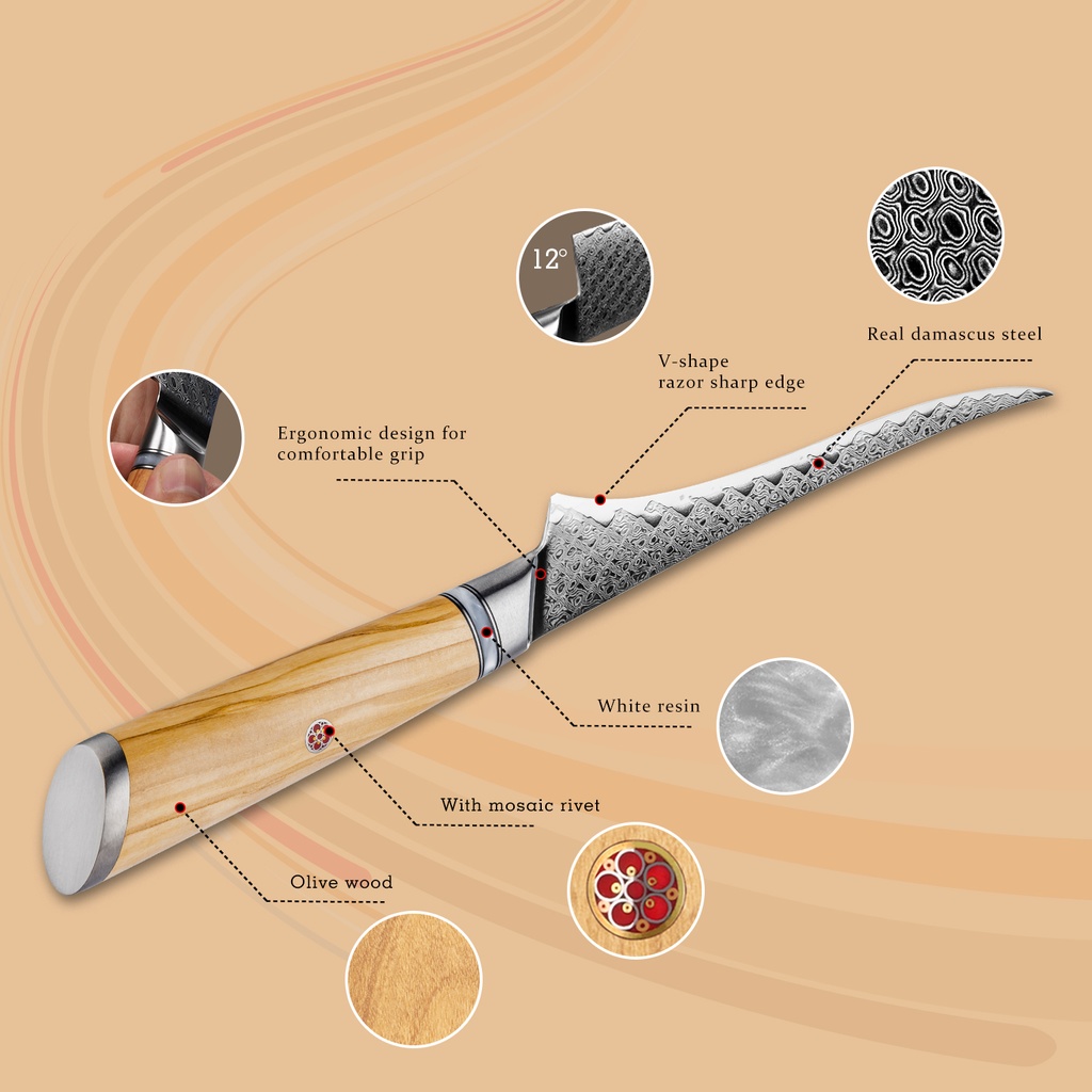Damascus Boning knife