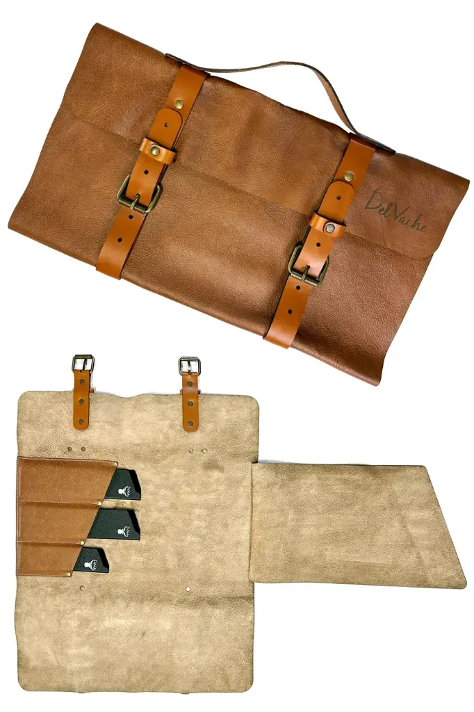 Étui en cuir pour 3 couteaux