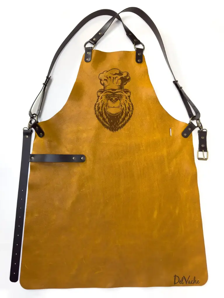 Tablier en cuir personnalisé avec motif d’ours - PRO