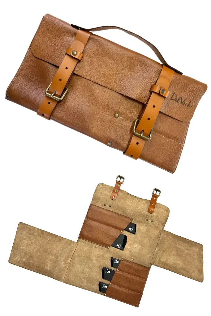 Pochette pour 5 Couteaux de cuisine en Cuir