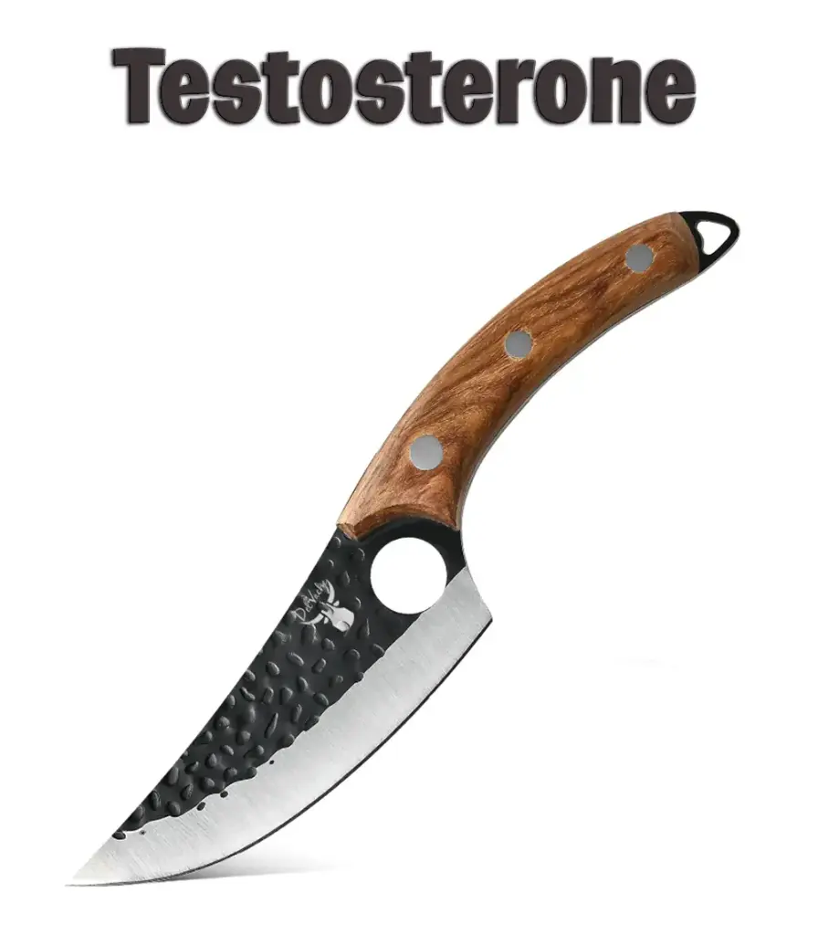 [KN-COOL-TESTO] Testosteron-Messer – Gebaut zum Hacken, Geschmiedet für Action | Fleischbeil mit Walnussgriff für BBQ, Camping & Rohe Kraft in der Küche (Lederscheide inklusive)