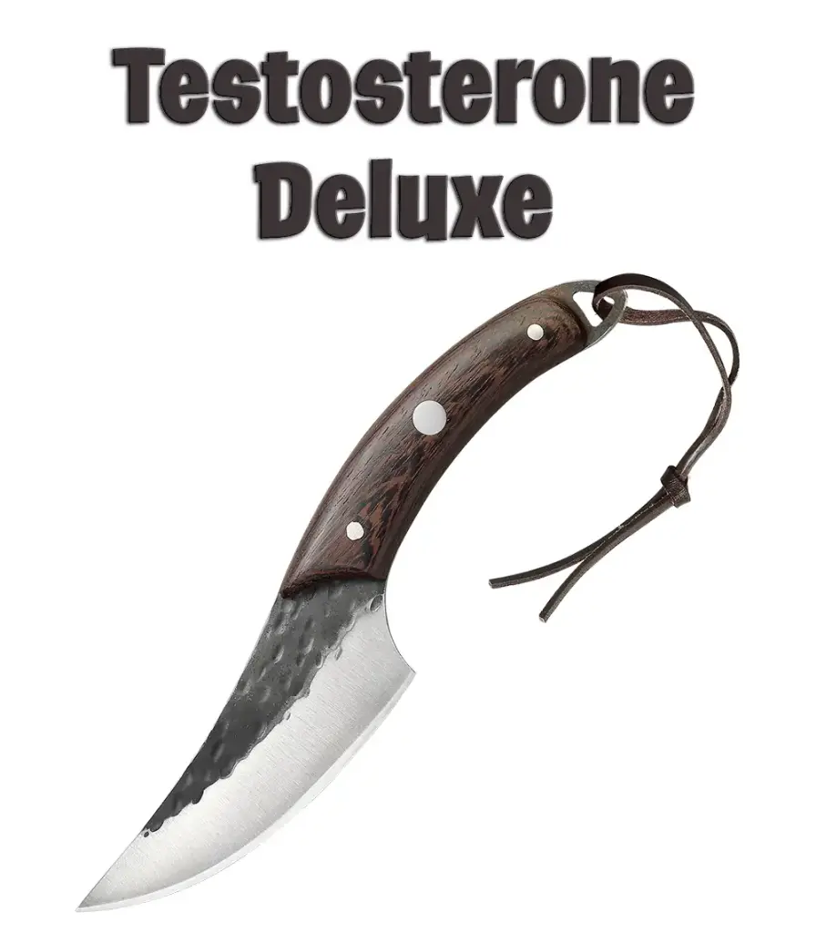 [KN-COOL-TESTODL] Couteau Testostérone Deluxe – Couteau de chef polyvalent, Forgé pour l’Action | Hachoir avec Manche en Wengé pour BBQ, Camping & Puissance Brute en Cuisine (Étui en cuir inclus)