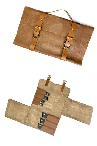 Pochette pour 7 Couteaux de cuisine en Cuir